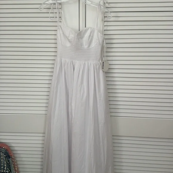 sachin and babi light blue dress Linen-Blend Drop-Waist Corset Maxi Dress